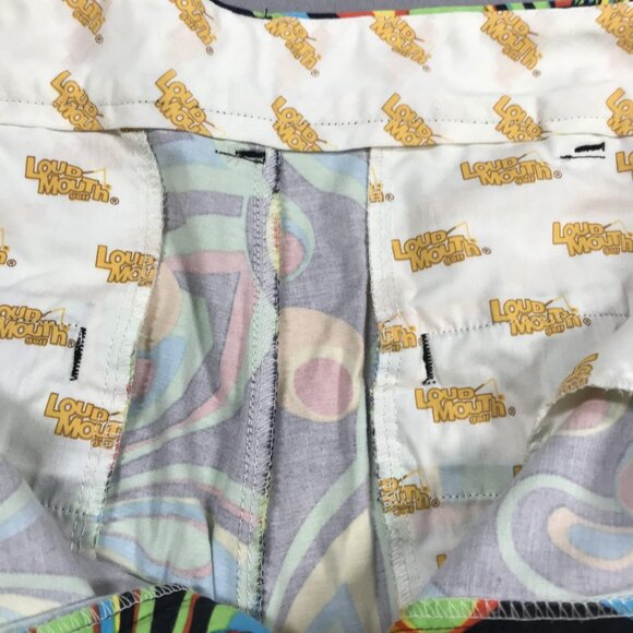 Loudmouth Golf Pants Mens 34x32 Black Multicolor Psychedelic Floral Stretch - Picture 6 of 16